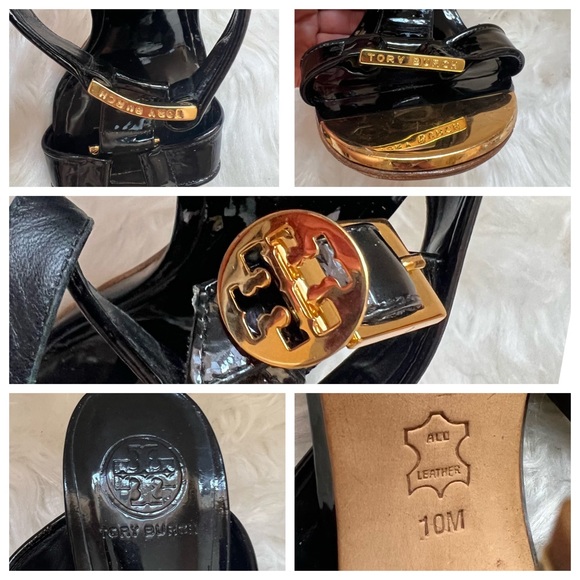 TORY BURCH Logo Patemt Heeled Slingback Sandals - Picture 10 of 10